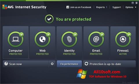 Zrzut ekranu AVG Internet Security na Windows 10
