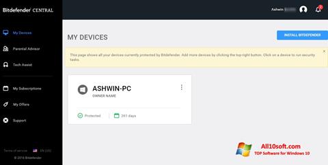 Zrzut ekranu Bitdefender na Windows 10