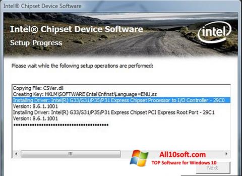 Zrzut ekranu Intel Chipset Device Software na Windows 10
