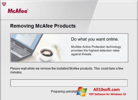 Zrzut ekranu McAfee Consumer Product Removal Tool na Windows 10