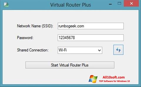 Zrzut ekranu Virtual Router Plus na Windows 10