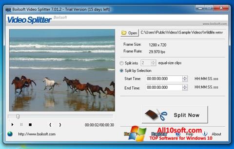 Zrzut ekranu Boilsoft Video Splitter na Windows 10