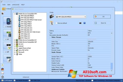 Zrzut ekranu Format Factory na Windows 10