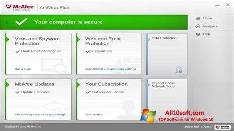 Zrzut ekranu McAfee AntiVirus Plus na Windows 10
